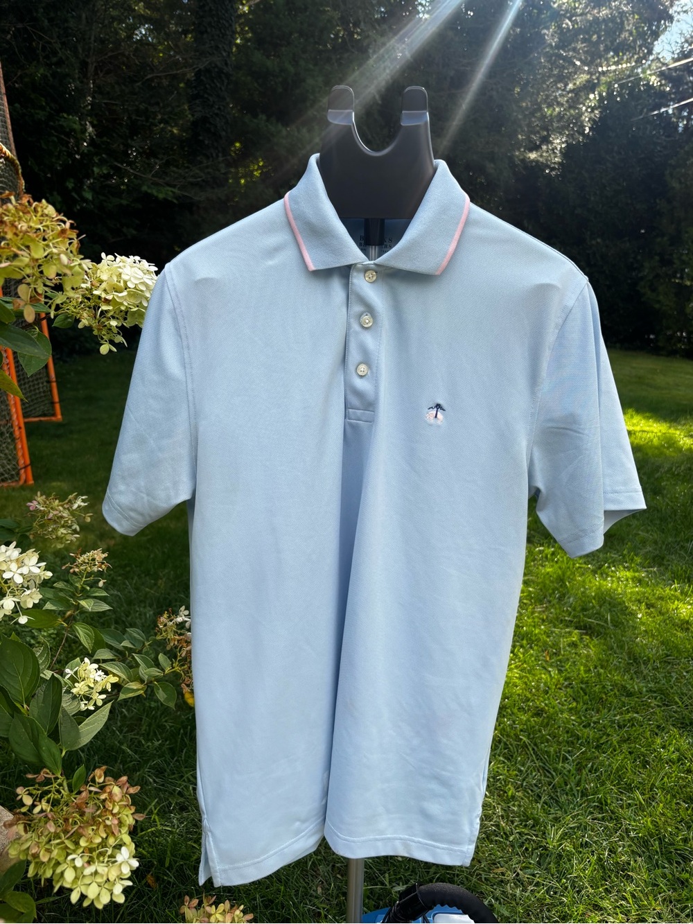 Brooks Brothers Light Blue Polo with Pink-Trim Collar